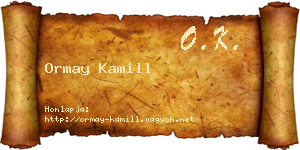 Ormay Kamill névjegykártya